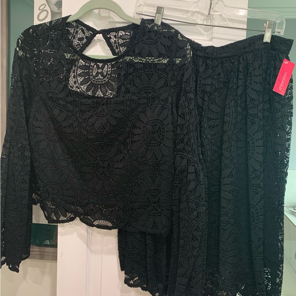 Ladies Black Lace Skirt and matching top
